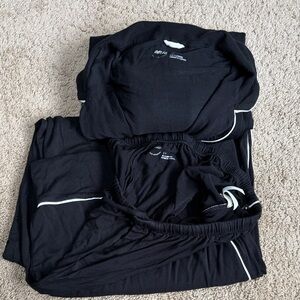 Aerie Real Soft - Black Pajama Set with White Trim